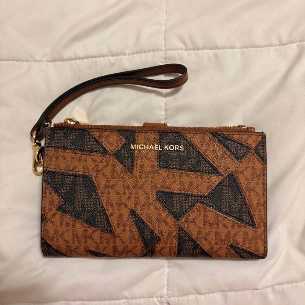 Michael Kors Brown and Black Signature Wristlet